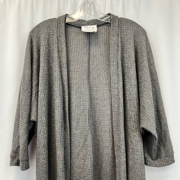 Sadie & Sage Womens Cardigan Sweater Gray 3/4 Sleeve Open Front Neckline Small - Picture 2 of 10